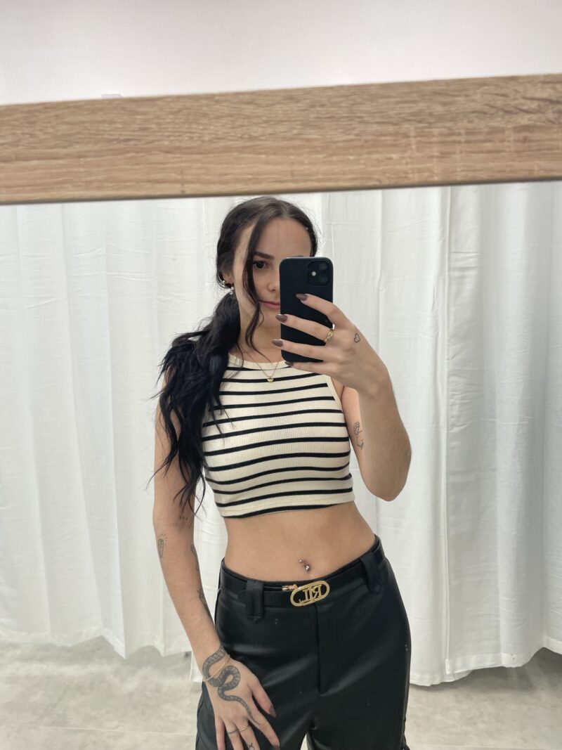 Žebrovaný crop top H&M 95% bavlna vel. XS