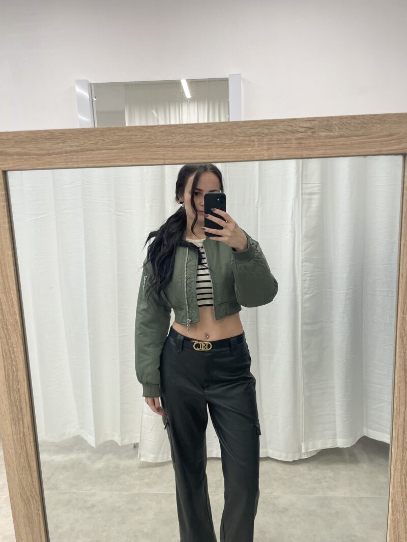 Bomber crop zelený H&M vel. XXS/XS