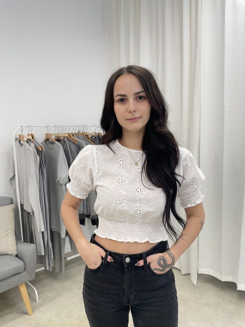 Crop top s madeirou 100% bavlna vel. XS - Image 3